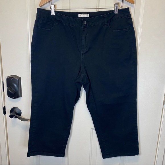 Coldwater Creek Sz 16 Natural Fit Black Cropped Pants Denim EUC - Picture 1 of 10